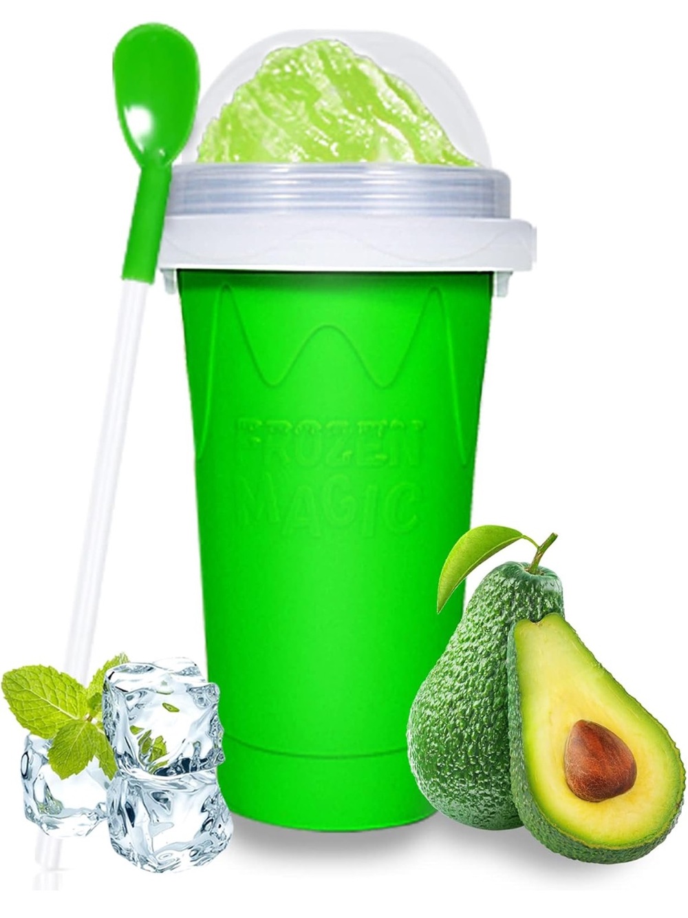 Color Land Slushy Cup, TIK TOK Slushie Maker Cup Frozen Magic Squeeze Cup Green
